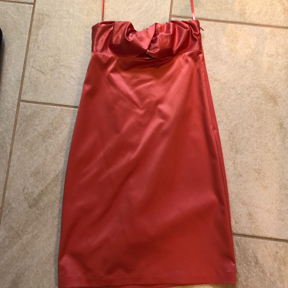 Strapless peach dress